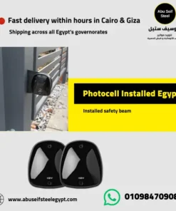 FT33 photocell installed on a gate post in Egypt, infrared photo eye safety sensor used on automatic gates and doors.