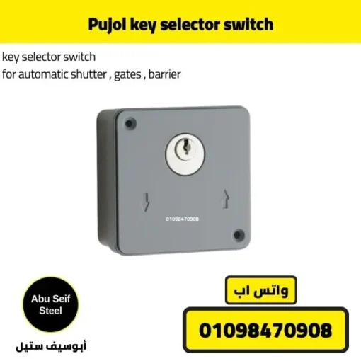 Angled front view of Pujol key selector switch for automatic shutter and gate control.