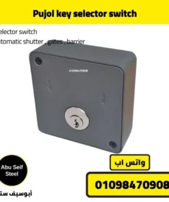 Close angled view of Pujol key selector switch body and lock cylinder.