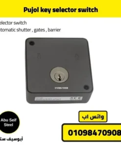 Pujol key switch showing front lock side with rear label visible.