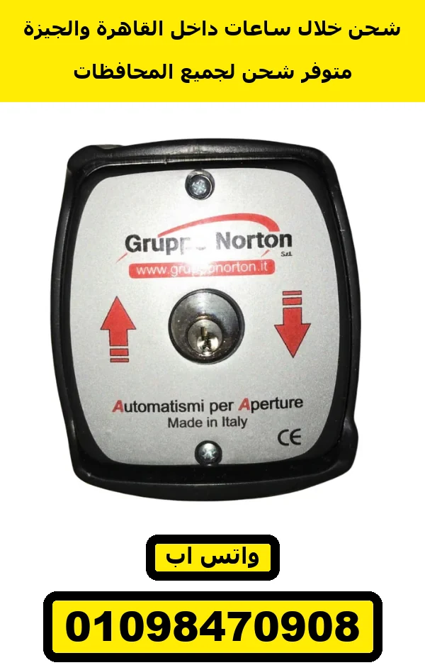 مفتاح باب أوتوماتيك Norton إيطالي — ليبل Gruppo Norton وسهمين حمر — Norton key selector switch
